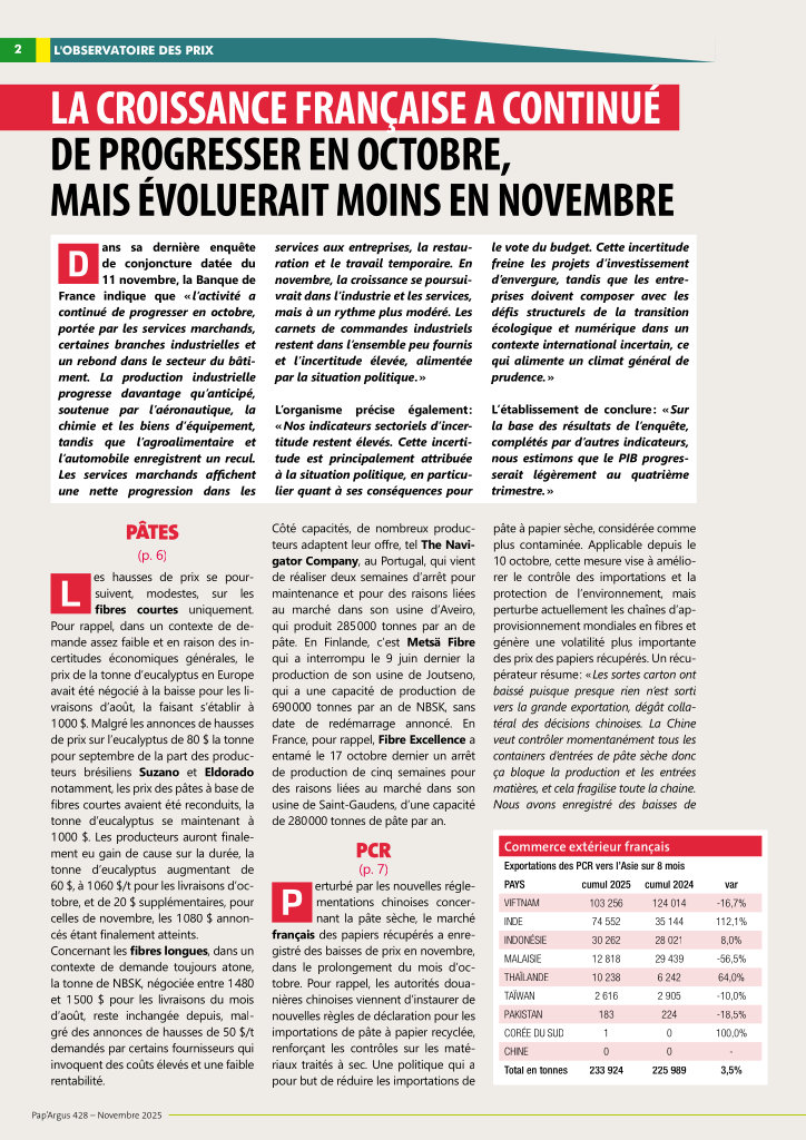 Pap Argus, Magazine sur les march&eacute;s des papiers et cartons