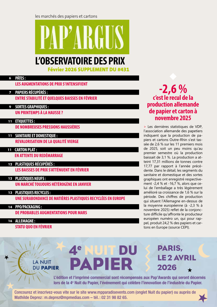 Pap Argus, Magazine sur les march&eacute;s des papiers et cartons