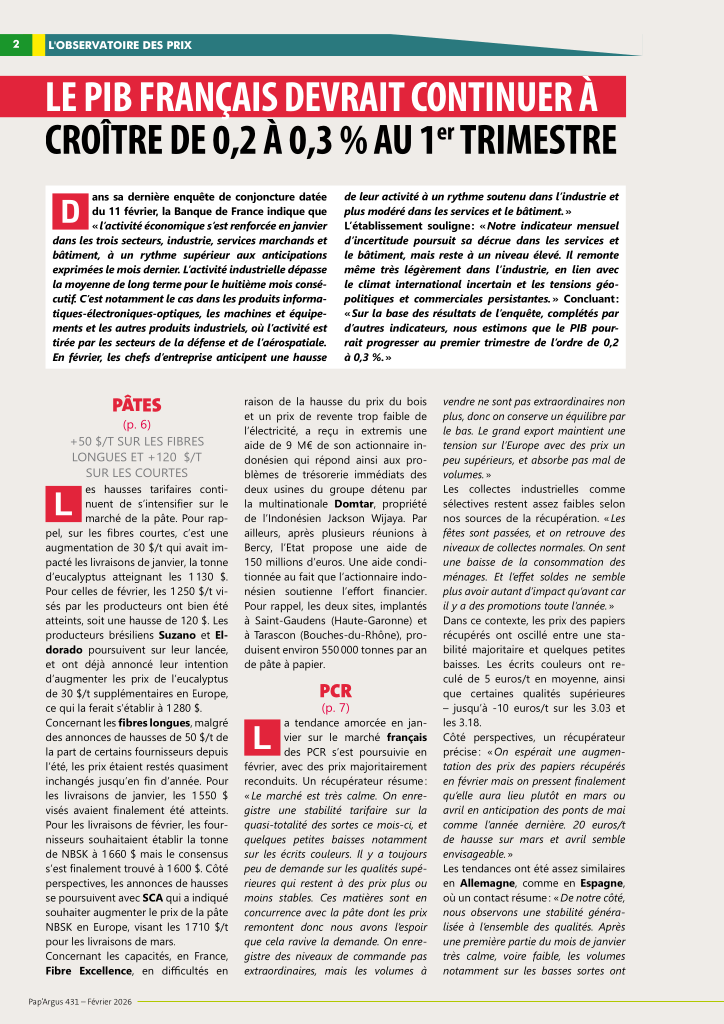 Pap Argus, Magazine sur les march&eacute;s des papiers et cartons