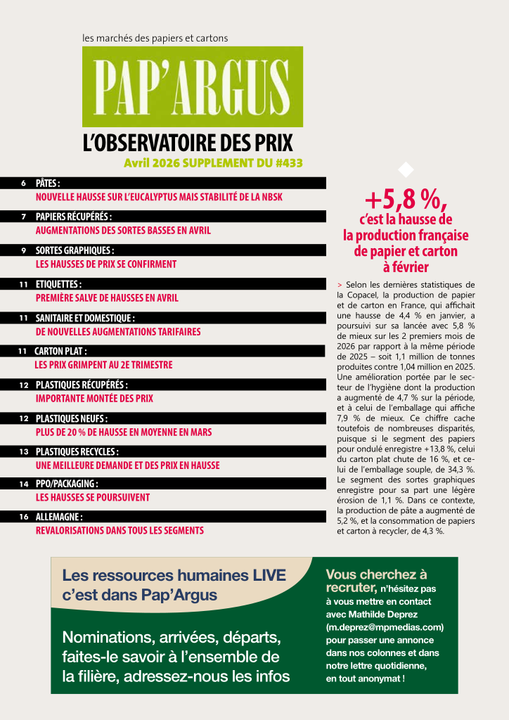 Pap Argus, Magazine sur les march&eacute;s des papiers et cartons
